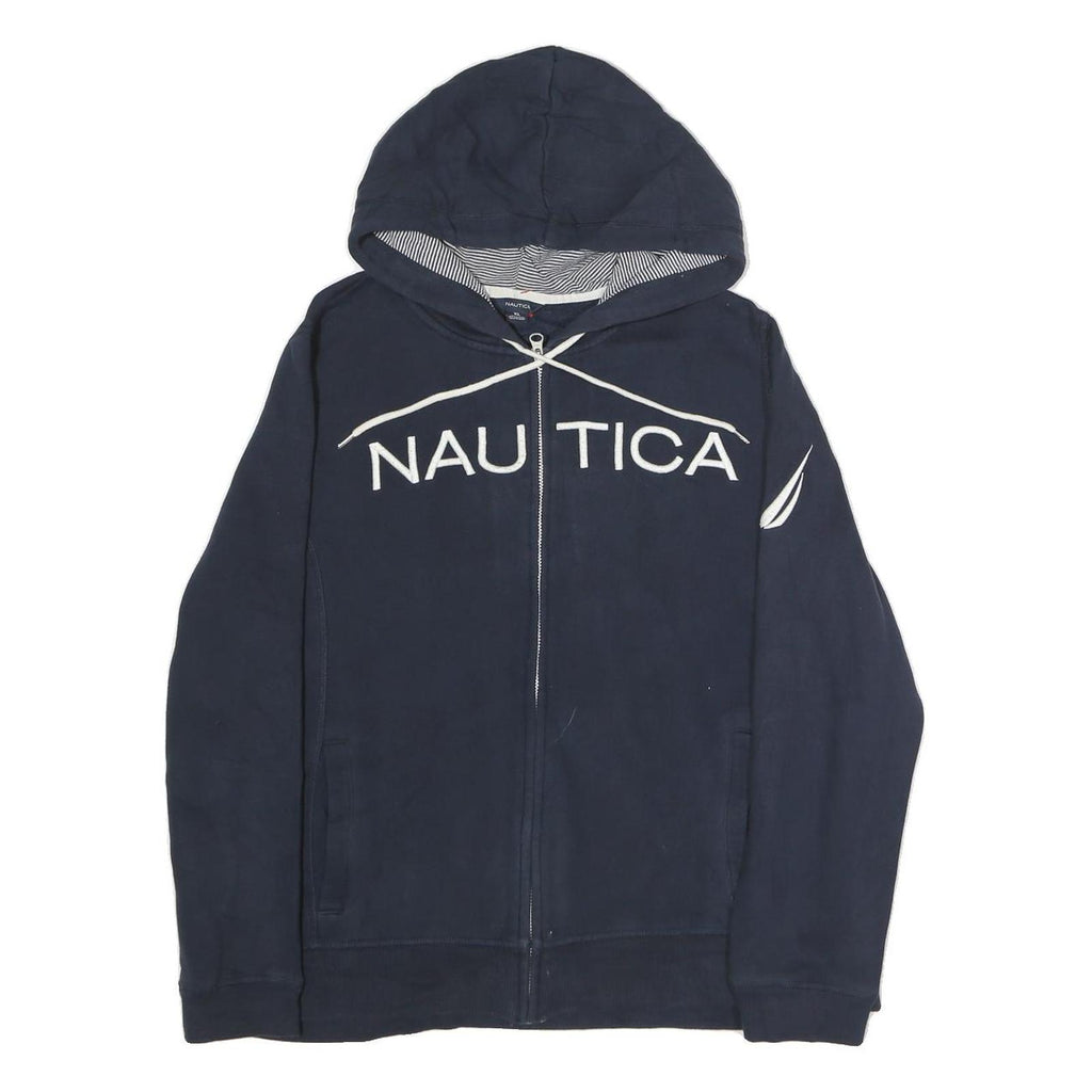 NAUTICA Mens Navy Blue Full Zip Hoodie XL Cotton Casual Sweatshirt