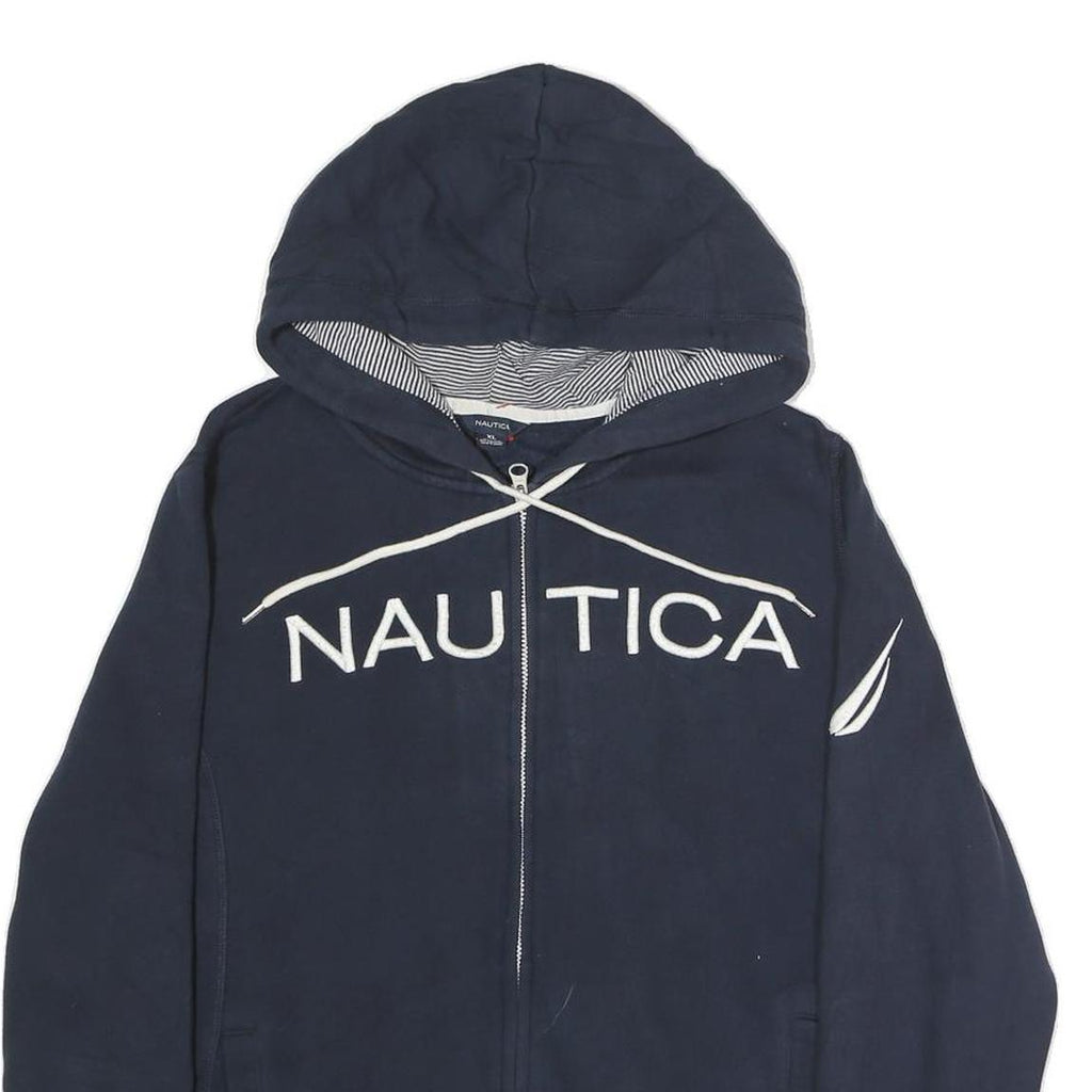 NAUTICA Mens Navy Blue Full Zip Hoodie XL Cotton Casual Sweatshirt