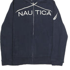 NAUTICA Mens Navy Blue Full Zip Hoodie XL Cotton Casual Sweatshirt