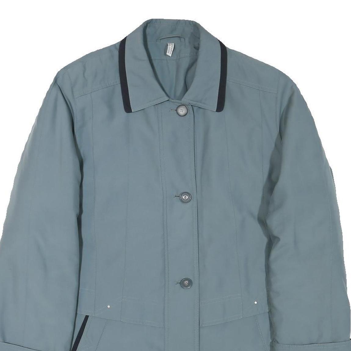 Womens Blue Button Jacket UK 16 Polyester Blend Plain Classic Fit Casual