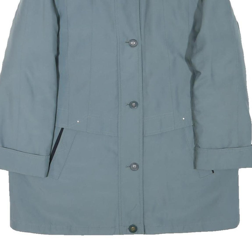 Womens Blue Button Jacket UK 16 Polyester Blend Plain Classic Fit Casual