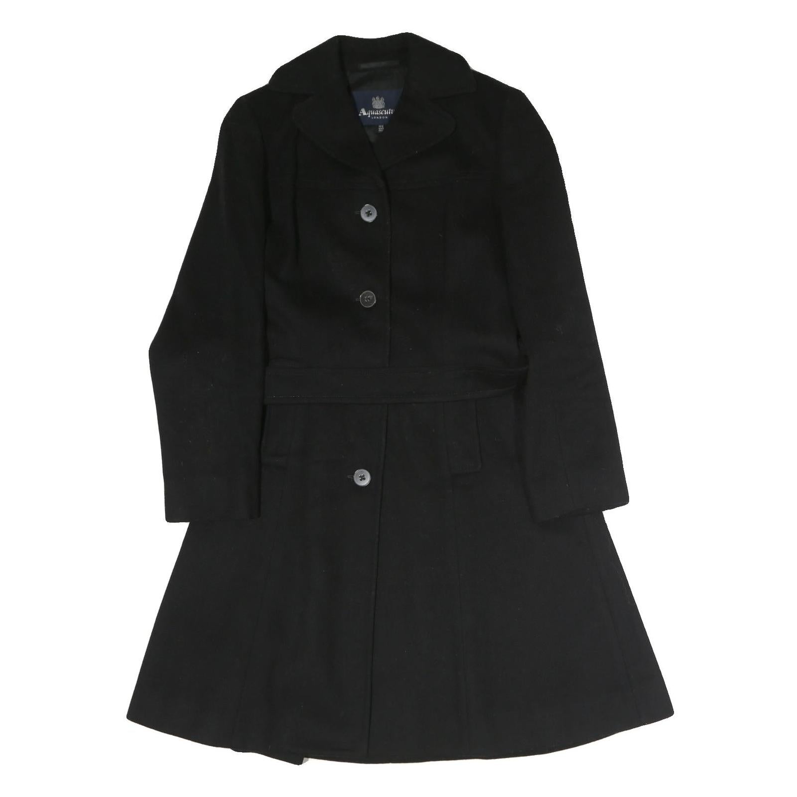 AQUASCUTUM Womens Black Classic Cotton Jacket UK 12 Button Closure Timeless