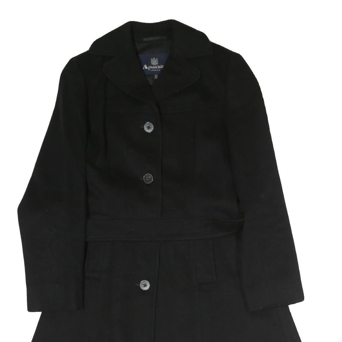 AQUASCUTUM Womens Black Classic Cotton Jacket UK 12 Button Closure Timeless