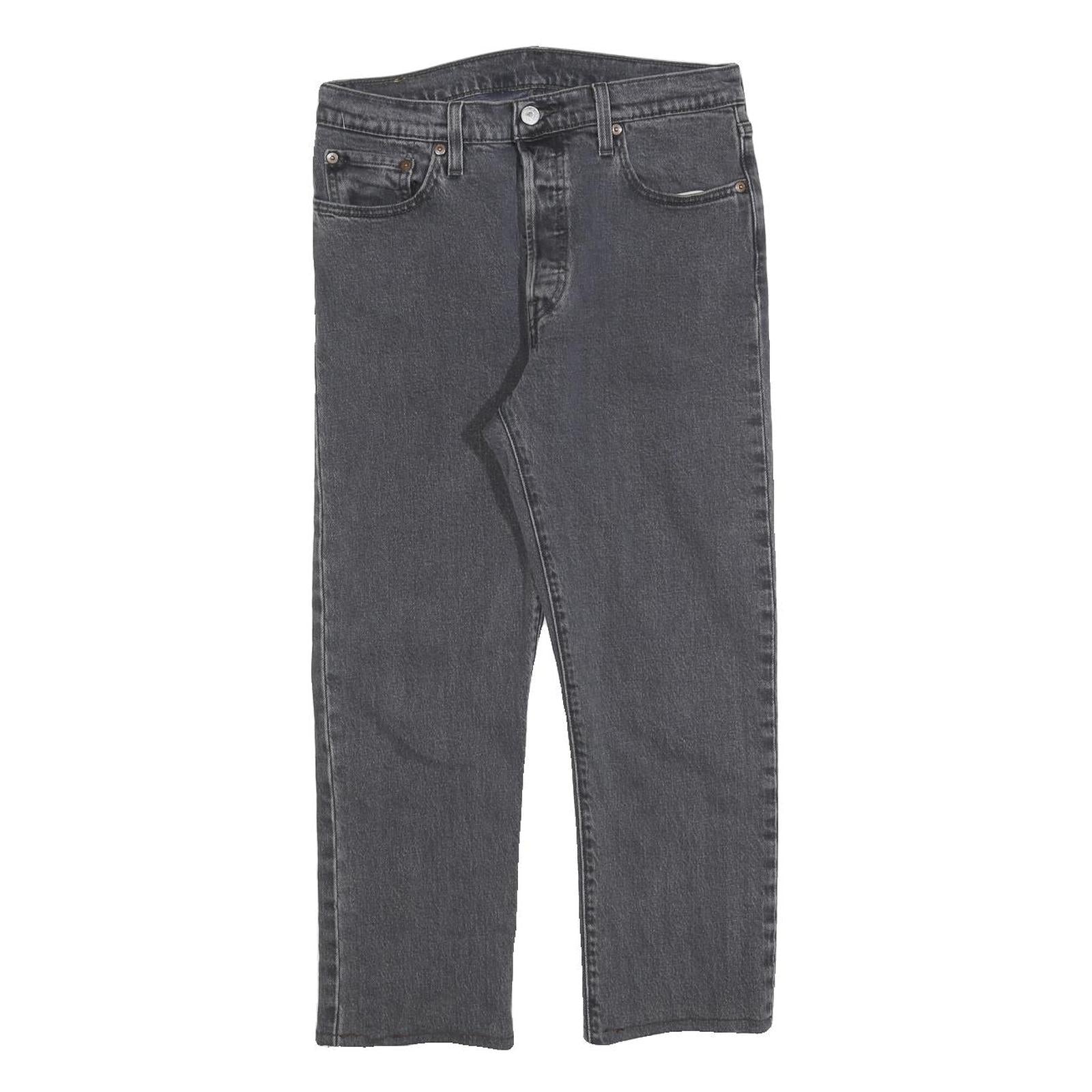 LEVI'S 501 Womens Jeans Black Regular Straight Denim Dark W29 L23 Classic Button