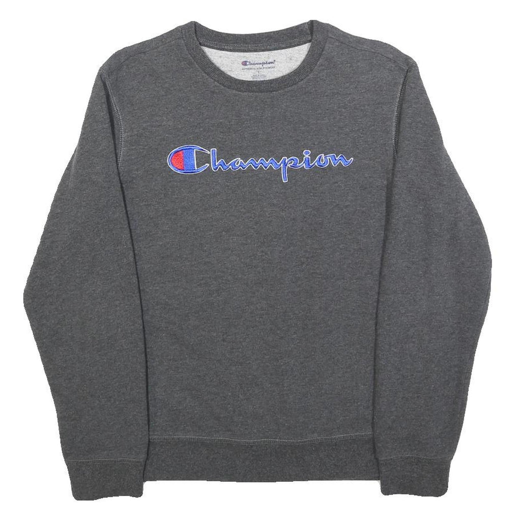 CHAMPION Boys Grey Crew Neck L Cotton Blend Pullover Sweatshirt