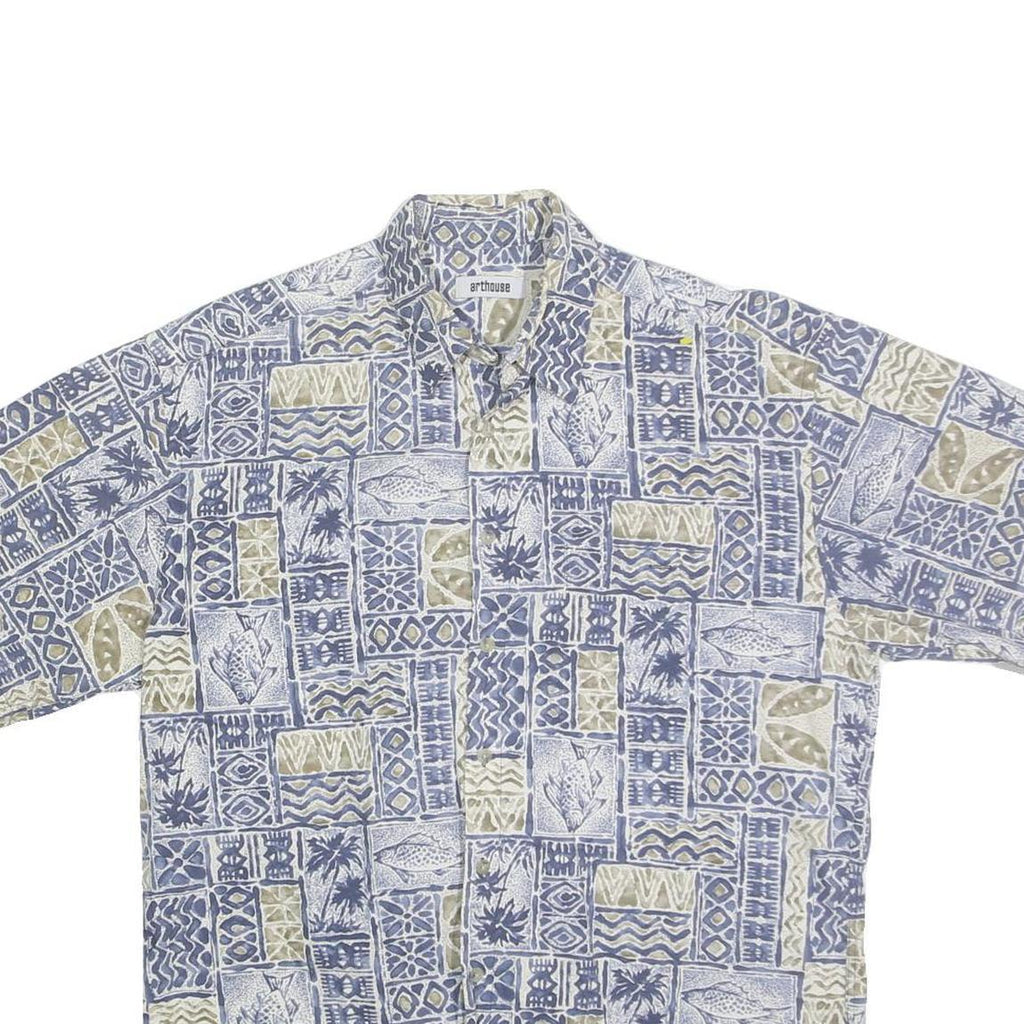 ARTHOUSE Mens Blue & Beige Pattern Cotton Shirt M Beach Holiday Casual