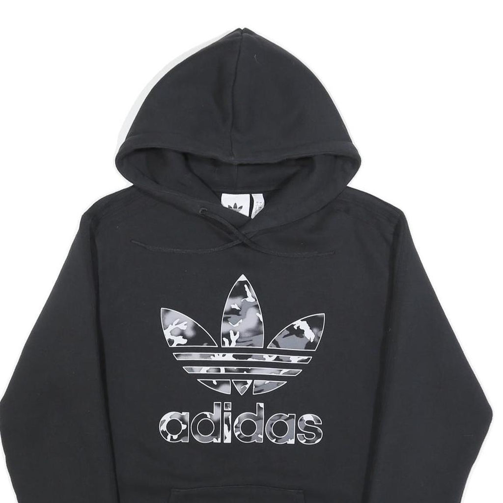 ADIDAS Mens Black Hoodie S Trefoil Logo Cotton Pullover Casual Sweatshirt