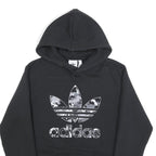ADIDAS Mens Black Hoodie S Trefoil Logo Cotton Pullover Casual Sweatshirt