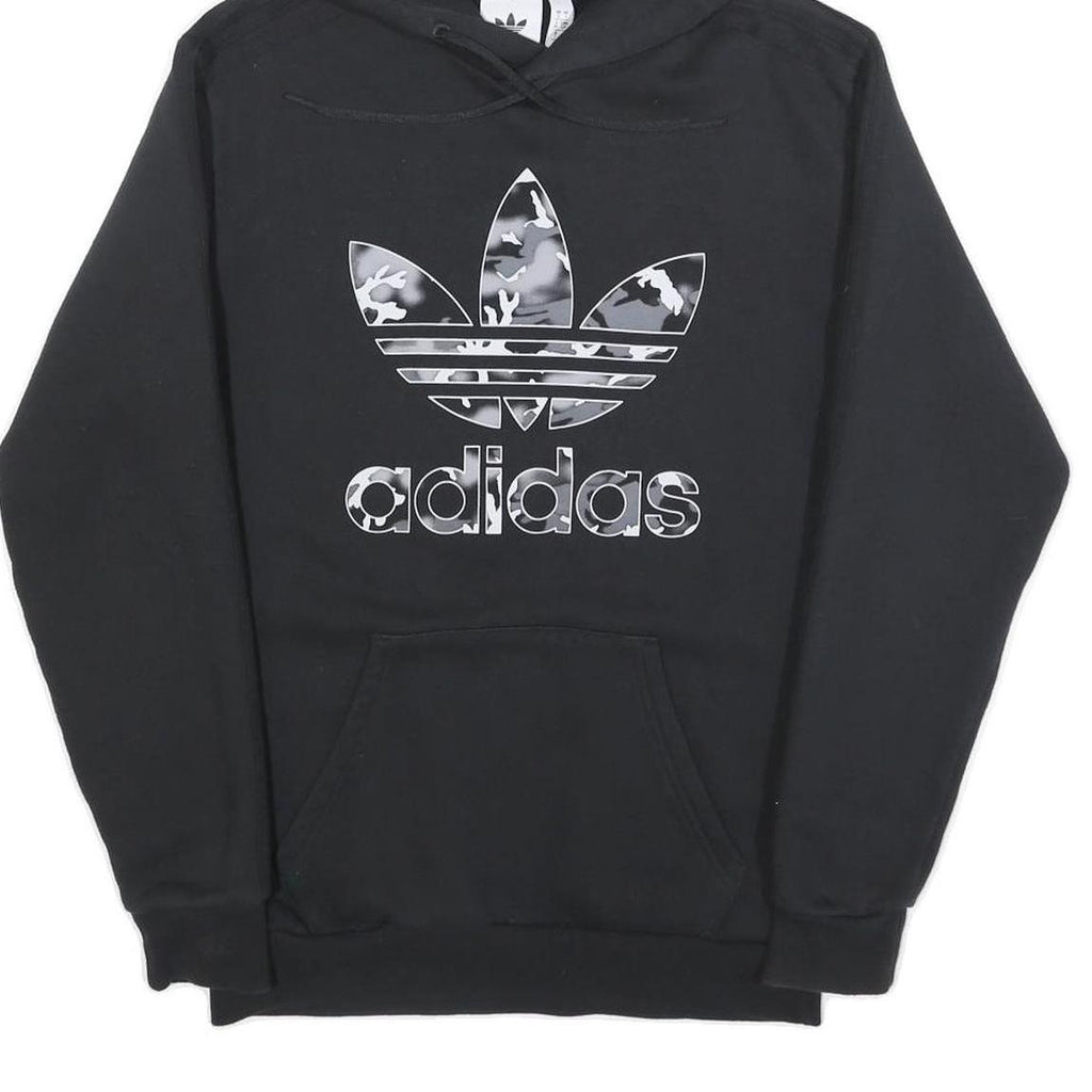 ADIDAS Mens Black Hoodie S Trefoil Logo Cotton Pullover Casual Sweatshirt
