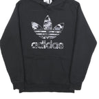 ADIDAS Mens Black Hoodie S Trefoil Logo Cotton Pullover Casual Sweatshirt