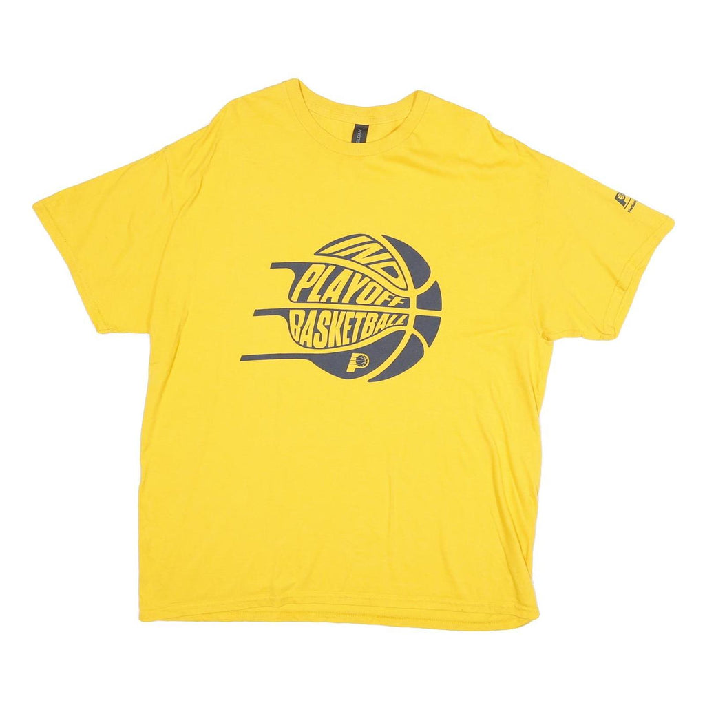 GILDAN Mens Yellow Playoff Basketball Graphic T-Shirt XL Short Sleeve Crew Neck