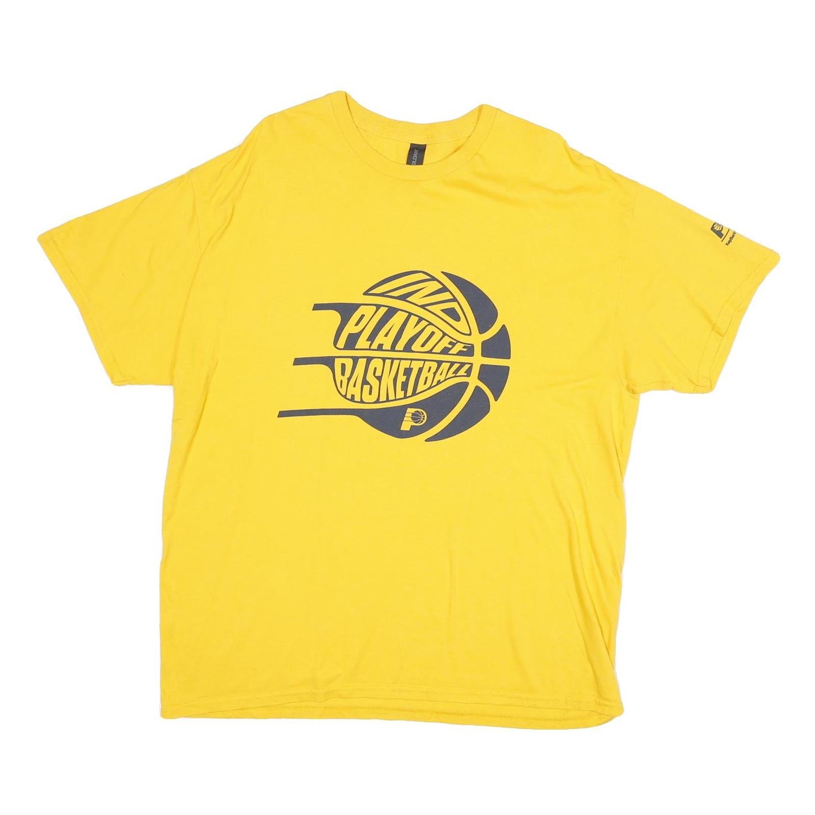 GILDAN Mens Yellow Playoff Basketball Graphic T-Shirt XL Short Sleeve Crew Neck