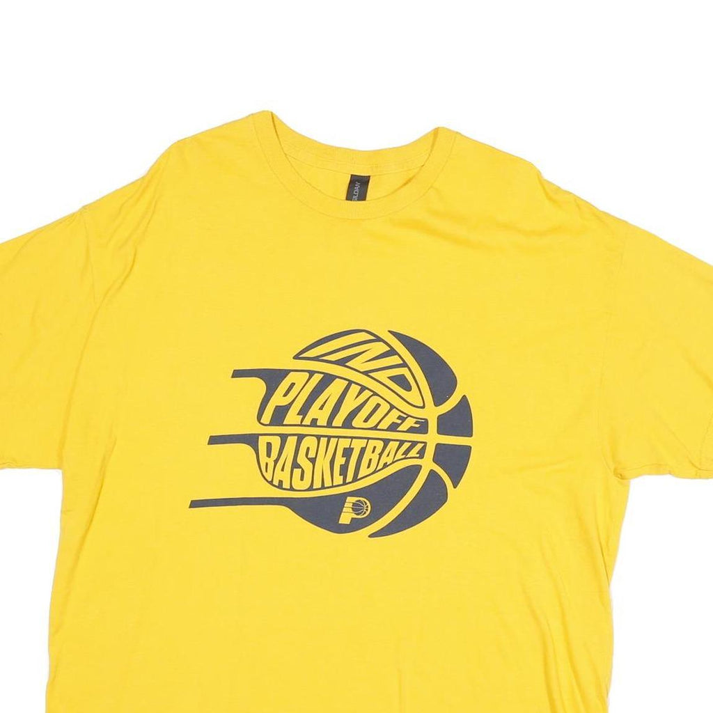 GILDAN Mens Yellow Playoff Basketball Graphic T-Shirt XL Short Sleeve Crew Neck