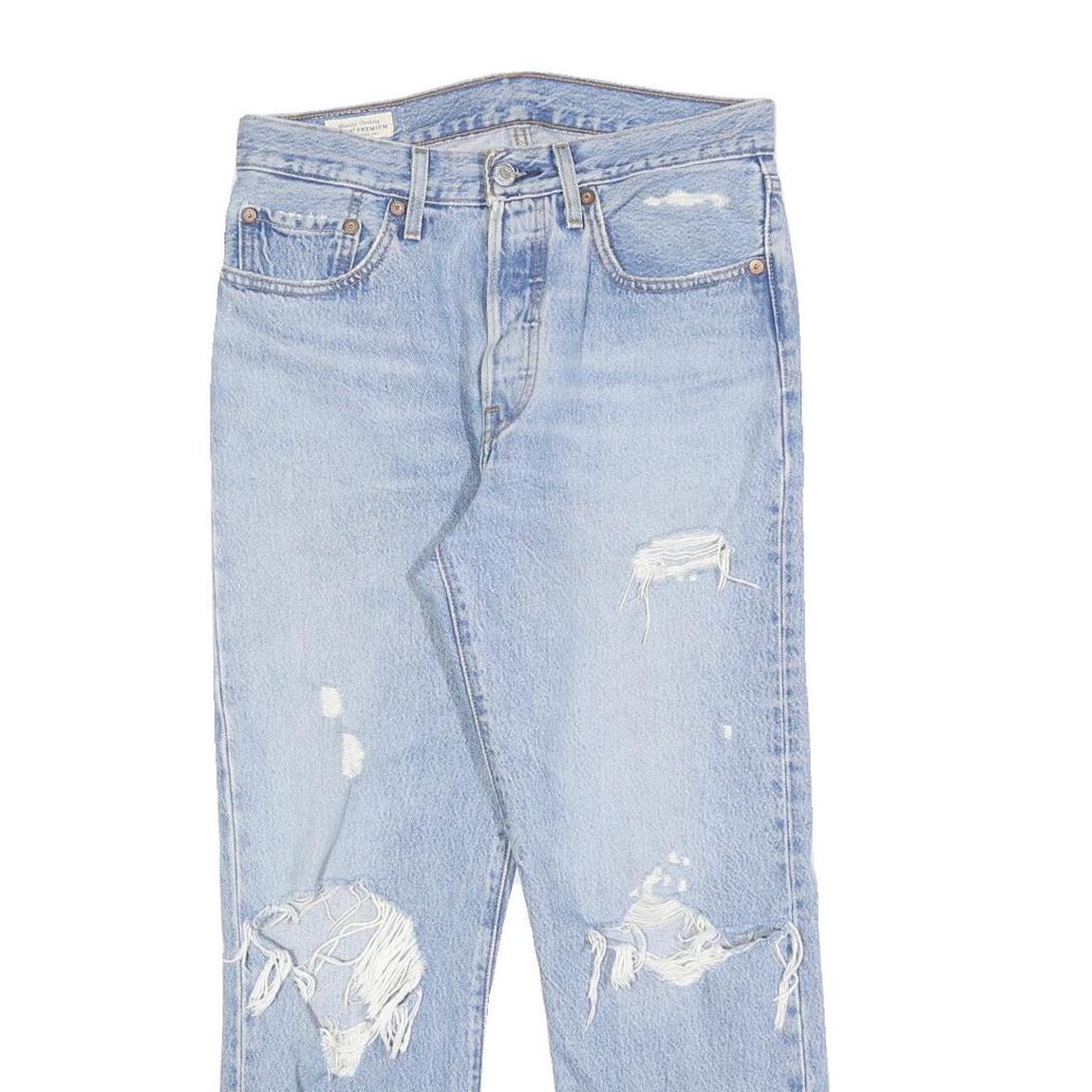 LEVI'S 501 Womens Jeans Blue Regular Straight Denim Light W29 L26 Distressed