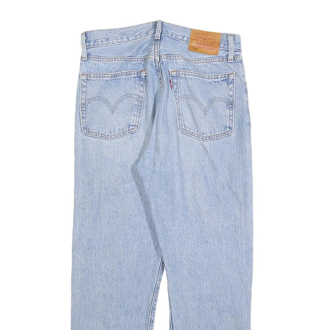 LEVI'S 501 Womens Jeans Blue Regular Straight Denim Light W29 L26 Distressed