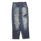 Mens Relaxed Blue Denim Plain Cotton Blend Zip W30 L30 Casual Streetwear Jeans