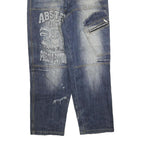 Mens Relaxed Blue Denim Plain Cotton Blend Zip W30 L30 Casual Streetwear Jeans