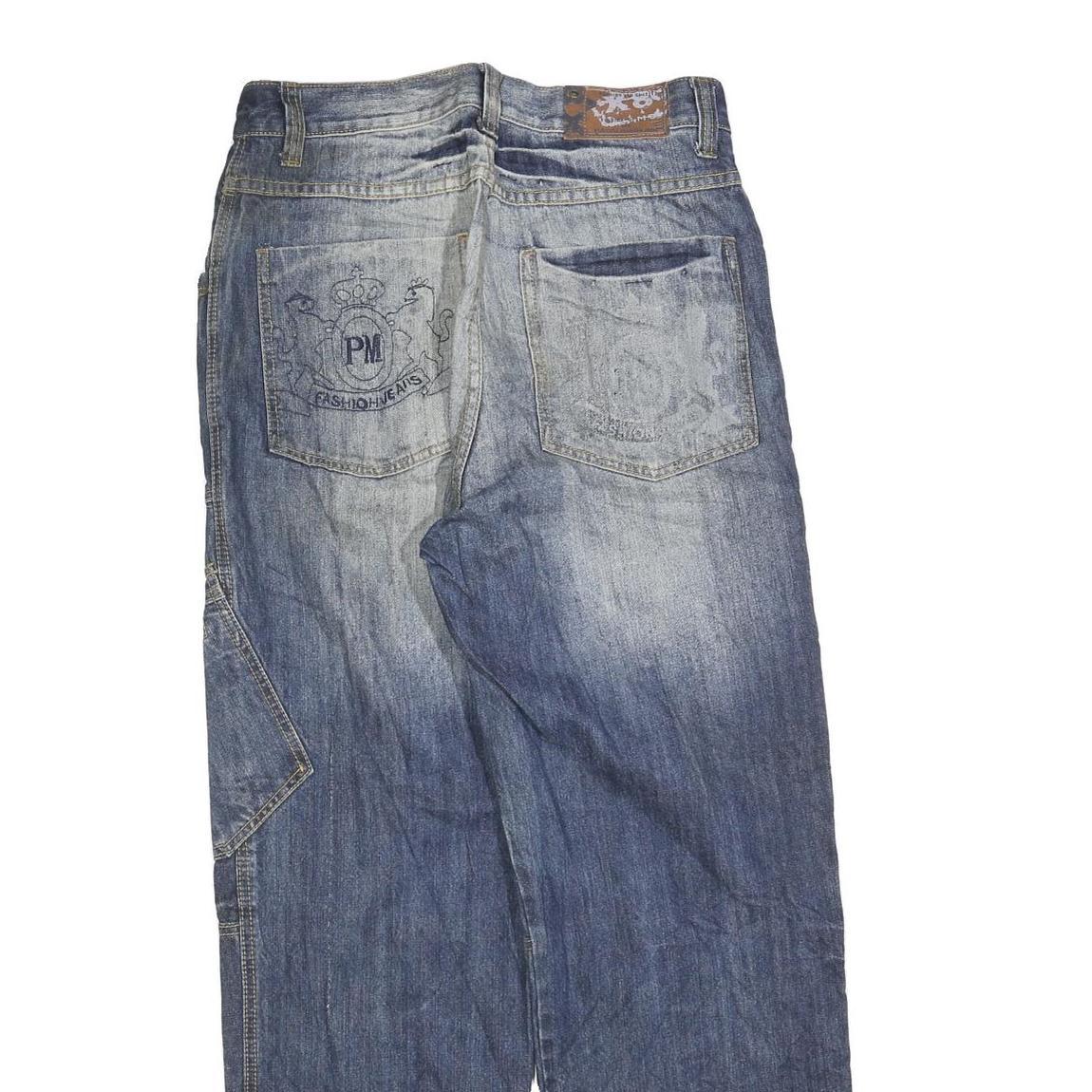 Mens Relaxed Blue Denim Plain Cotton Blend Zip W30 L30 Casual Streetwear Jeans