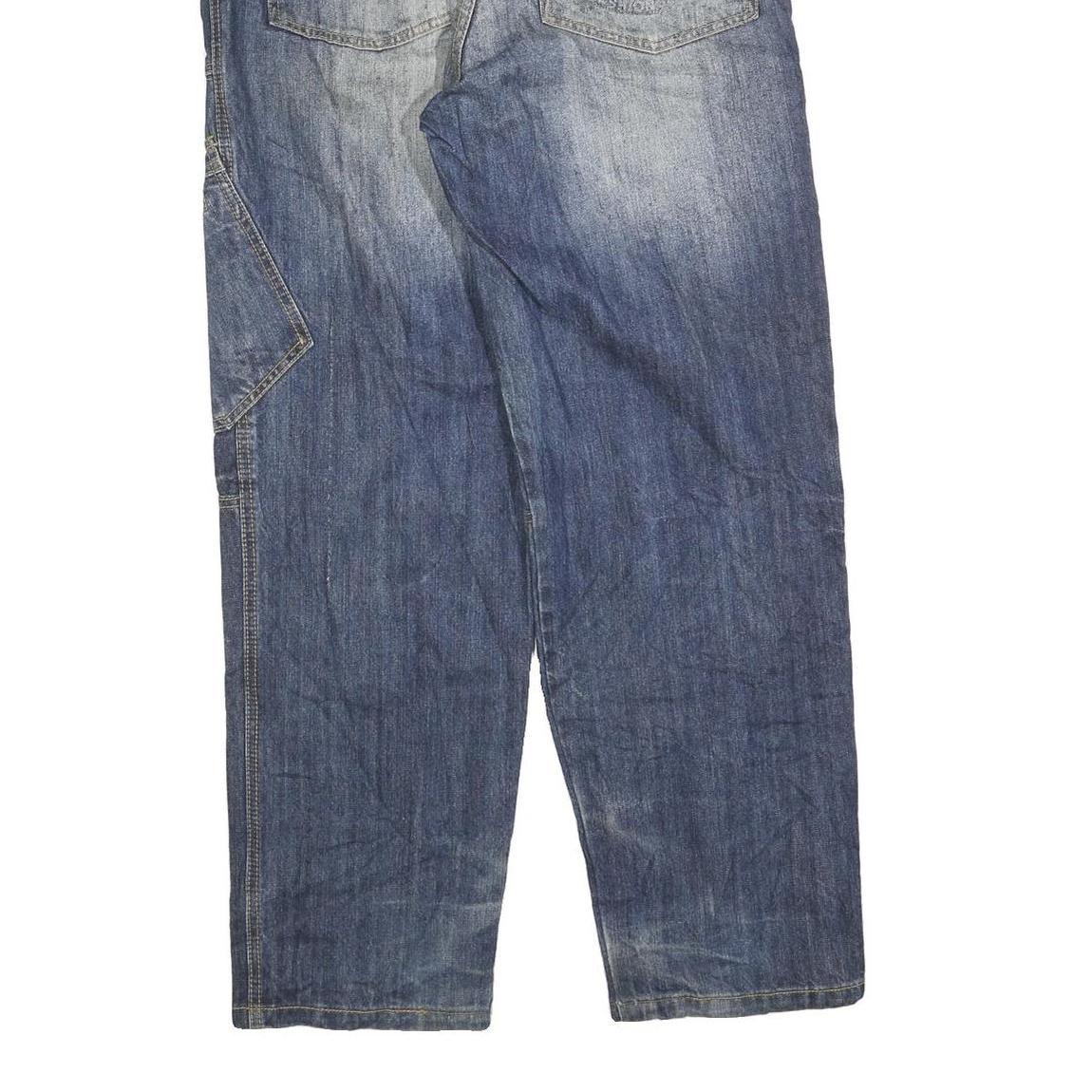 Mens Relaxed Blue Denim Plain Cotton Blend Zip W30 L30 Casual Streetwear Jeans