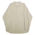 PIER CONNECTION Mens Beige Cotton Shirt XL Button Down Casual Long Sleeve