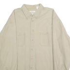 PIER CONNECTION Mens Beige Cotton Shirt XL Button Down Casual Long Sleeve