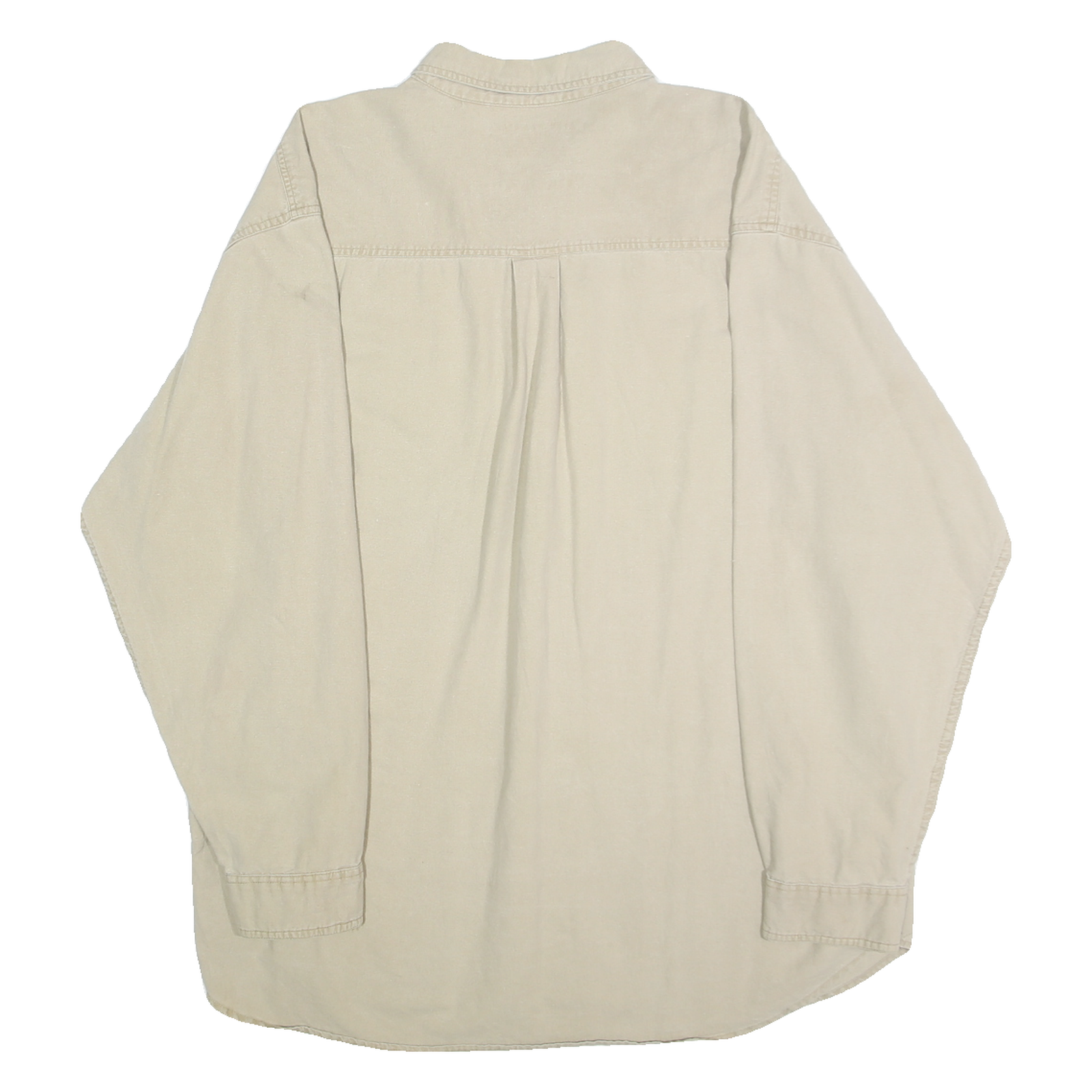PIER CONNECTION Mens Beige Cotton Shirt XL Button Down Casual Long Sleeve