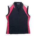 FRED PERRY Womens Navy Blue & Pink Sleeveless Polo Shirt UK 12 Polyamide Blend