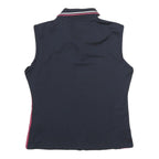 FRED PERRY Womens Navy Blue & Pink Sleeveless Polo Shirt UK 12 Polyamide Blend