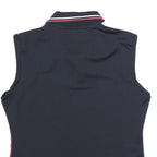 FRED PERRY Womens Navy Blue & Pink Sleeveless Polo Shirt UK 12 Polyamide Blend