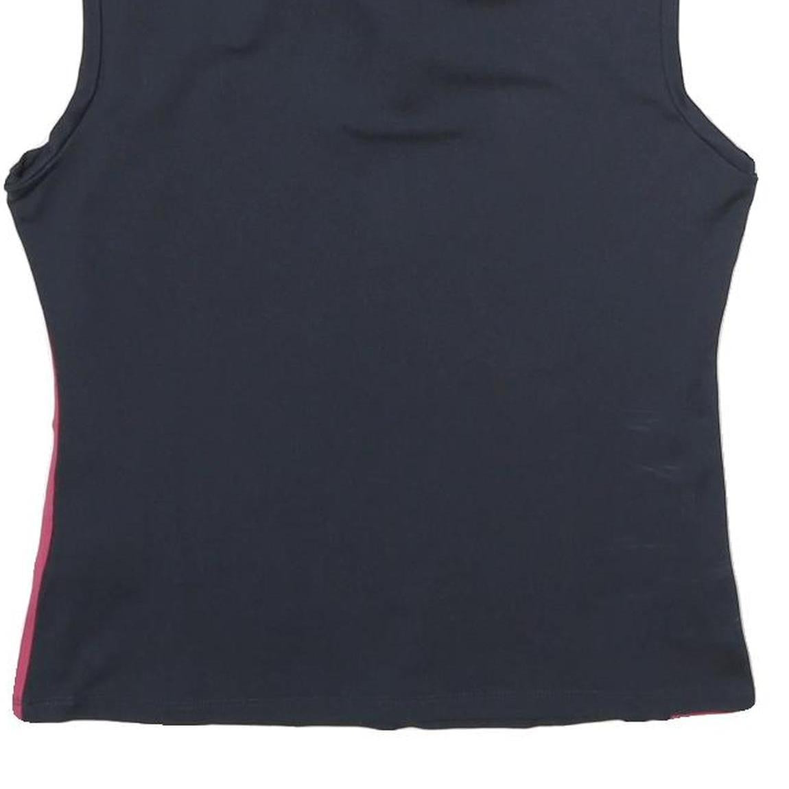 FRED PERRY Womens Navy Blue & Pink Sleeveless Polo Shirt UK 12 Polyamide Blend