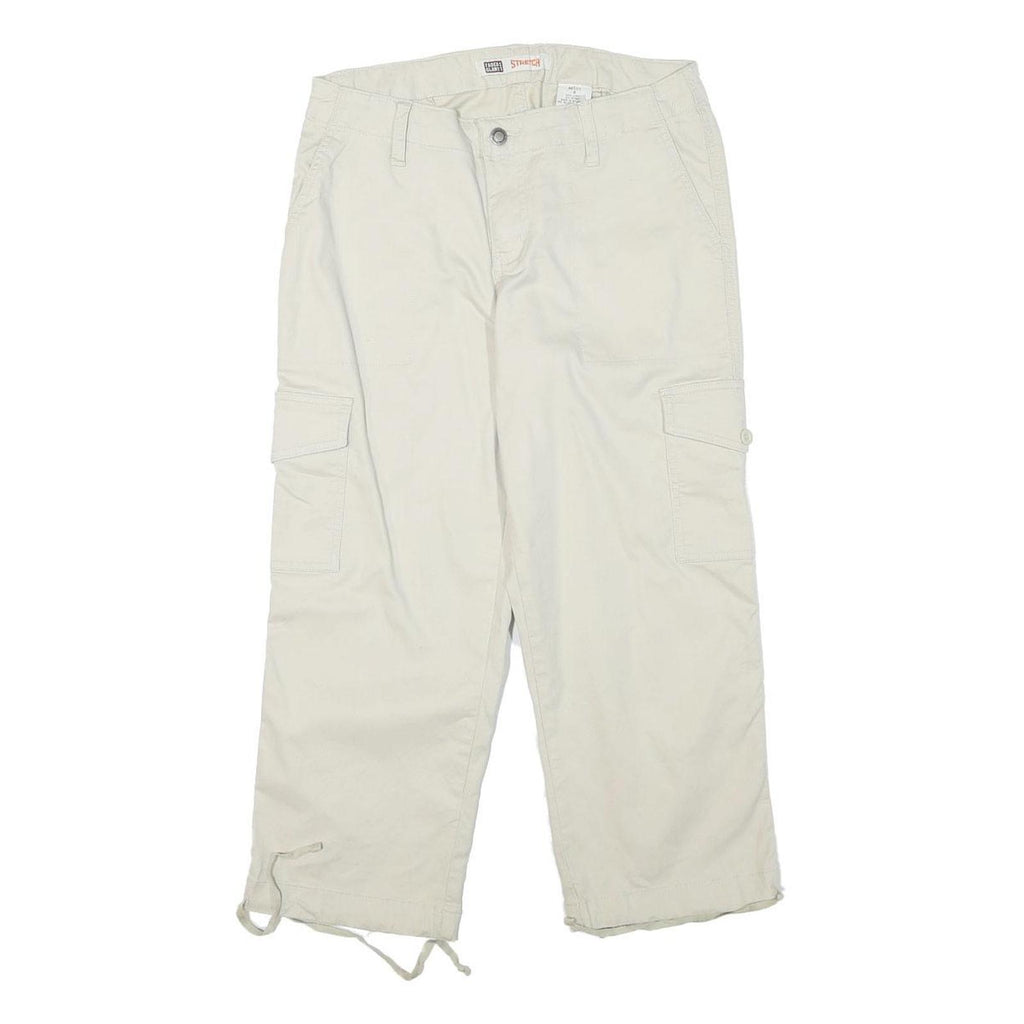 FADED GLORY Womens Cotton Blend Cream Relaxed Cargo Trousers W28 L23 Casual