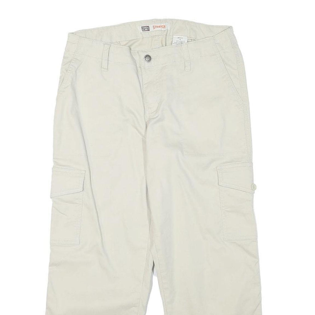 FADED GLORY Womens Cotton Blend Cream Relaxed Cargo Trousers W28 L23 Casual