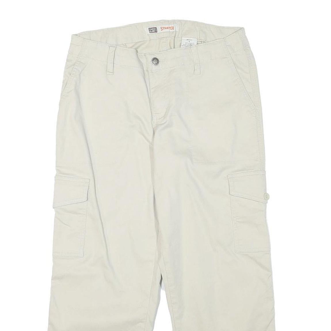 FADED GLORY Womens Cotton Blend Cream Relaxed Cargo Trousers W28 L23 Casual