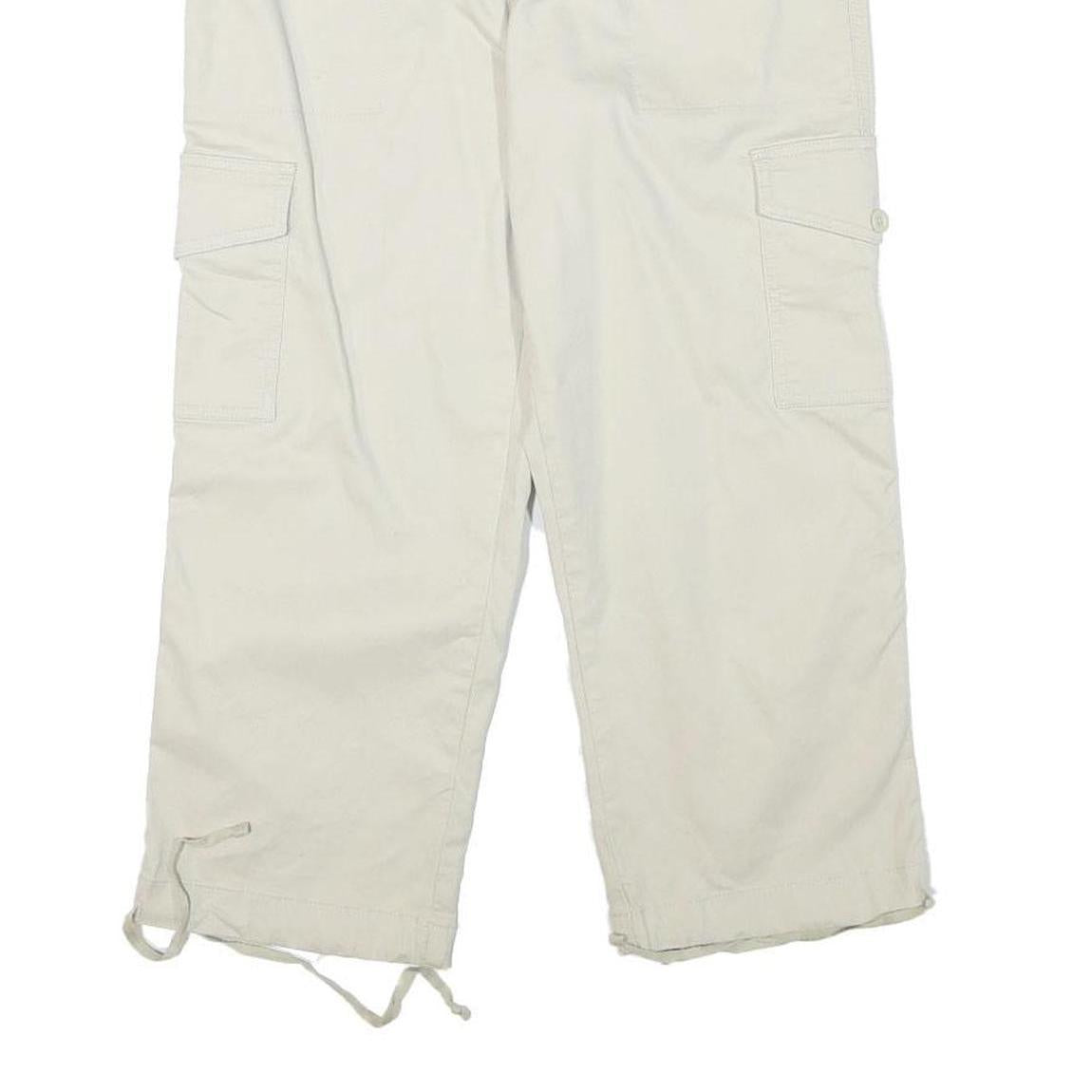 FADED GLORY Womens Cotton Blend Cream Relaxed Cargo Trousers W28 L23 Casual