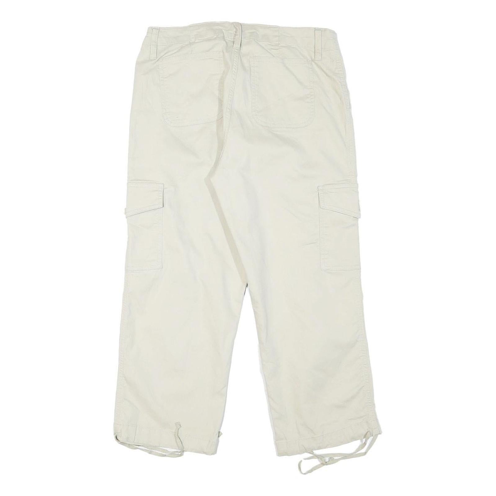 FADED GLORY Womens Cotton Blend Cream Relaxed Cargo Trousers W28 L23 Casual