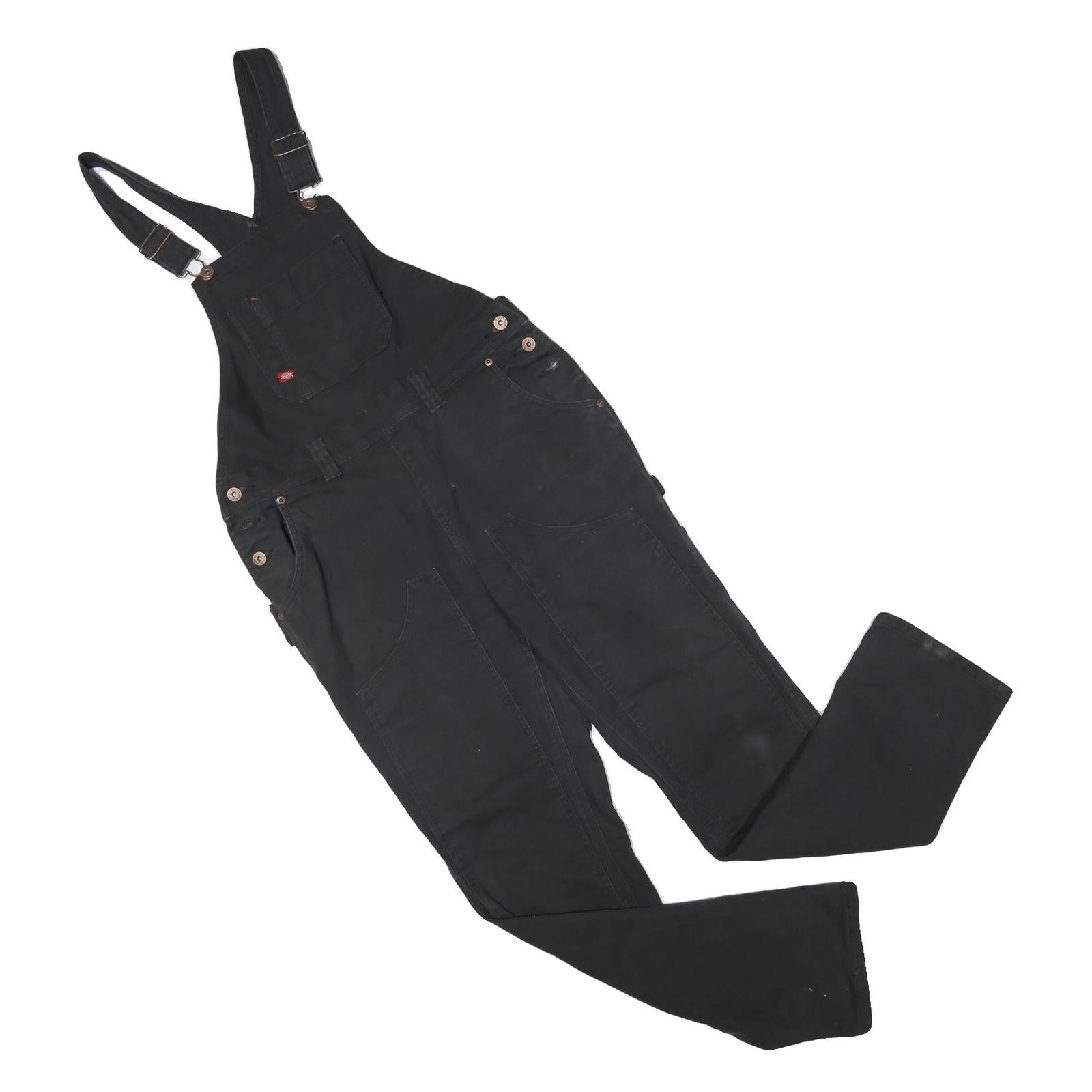 DICKIES Womens Black Cotton Blend Dungarees Regular Fit S W34 L31 Workwear