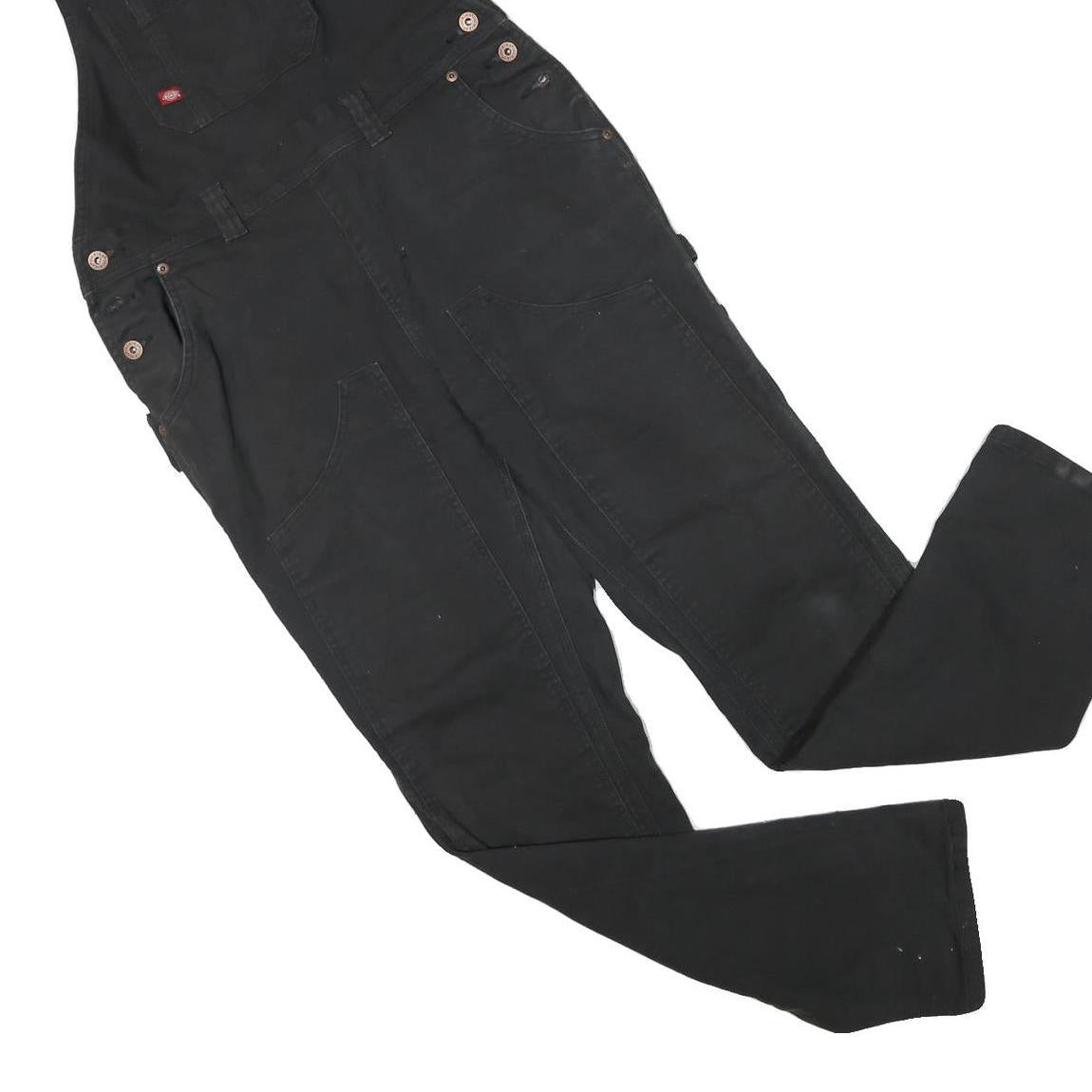 DICKIES Womens Black Cotton Blend Dungarees Regular Fit S W34 L31 Workwear