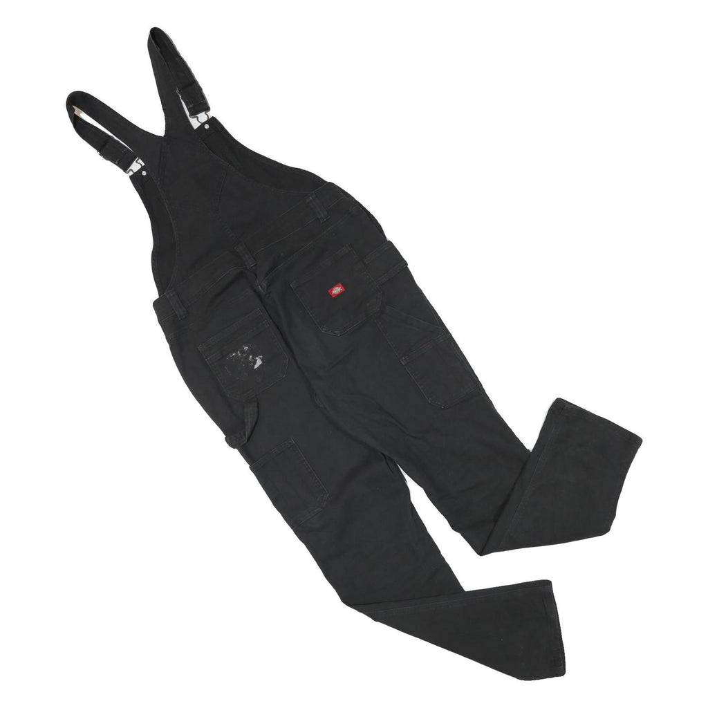 DICKIES Womens Black Cotton Blend Dungarees Regular Fit S W34 L31 Workwear
