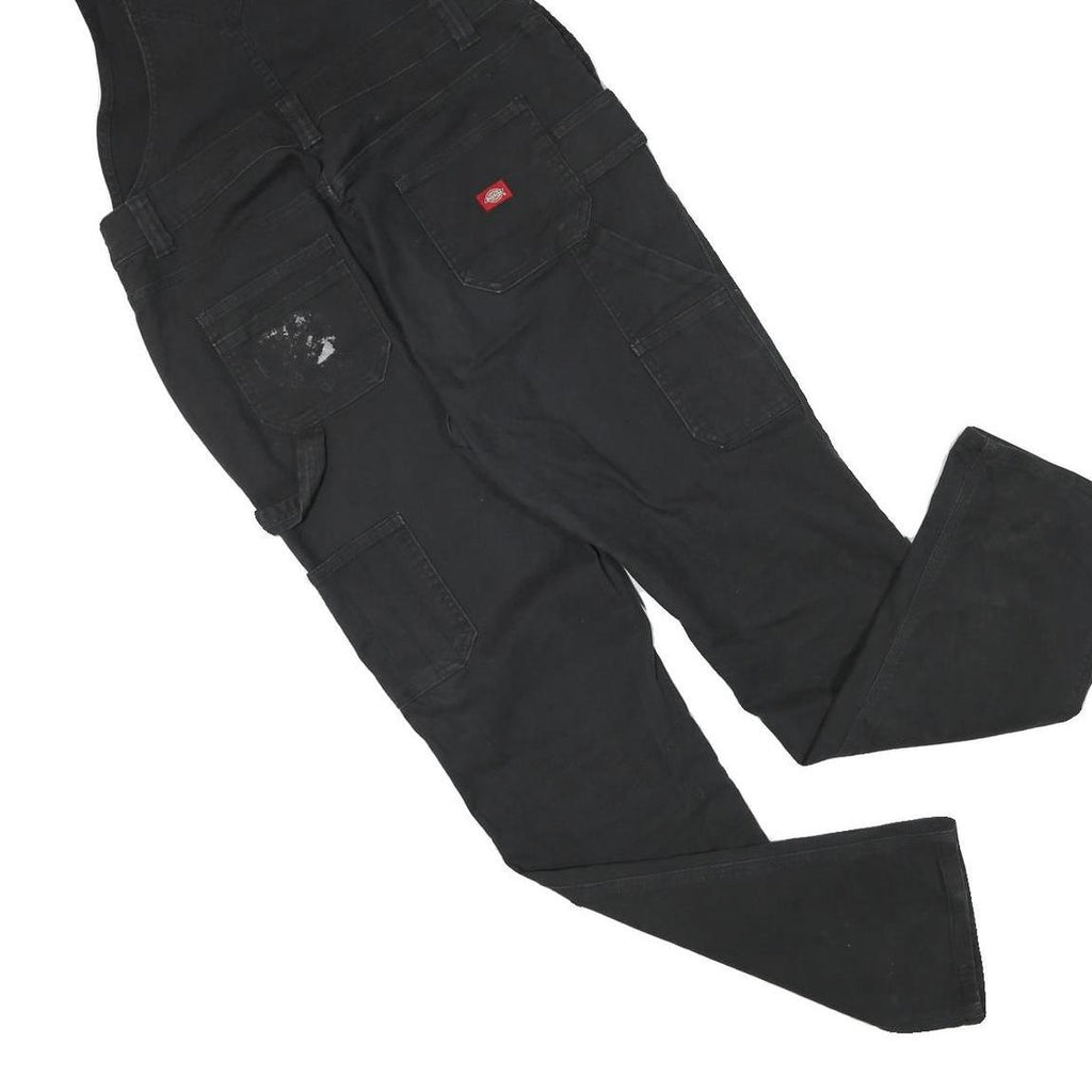 DICKIES Womens Black Cotton Blend Dungarees Regular Fit S W34 L31 Workwear