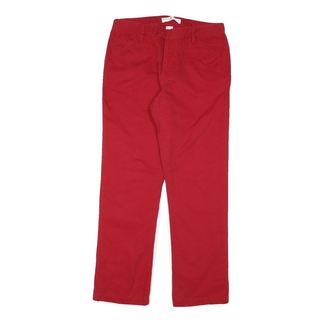TOMMY HILFIGER Womens Cotton Blend Red Regular Fit Straight Trousers W31 L30