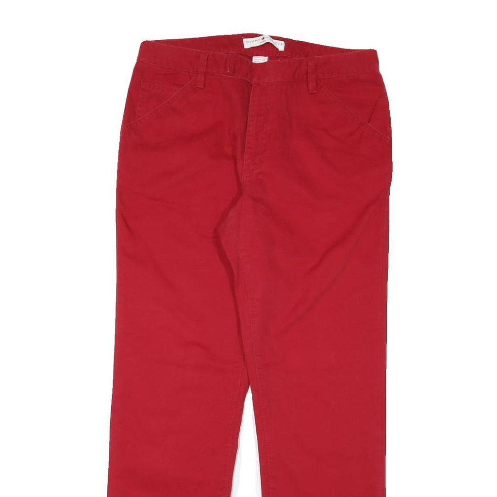 TOMMY HILFIGER Womens Cotton Blend Red Regular Fit Straight Trousers W31 L30