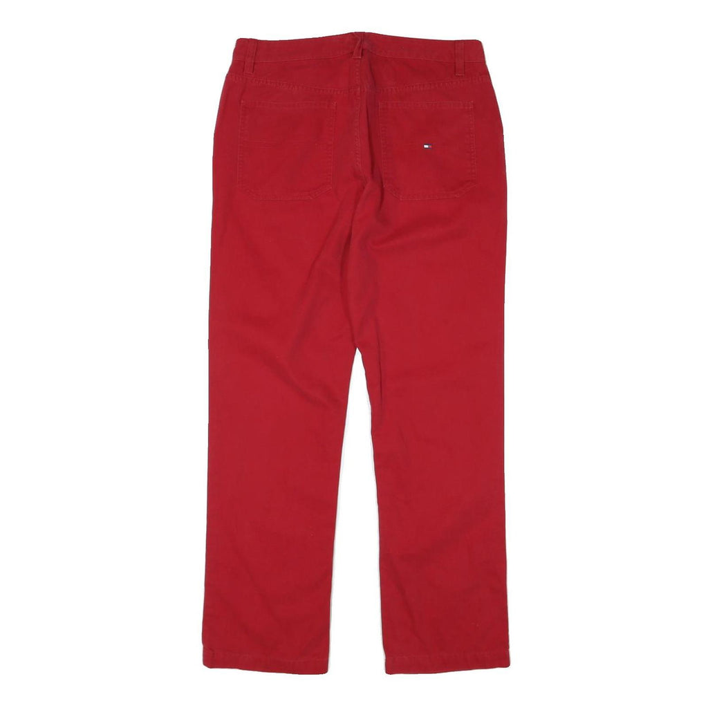 TOMMY HILFIGER Womens Cotton Blend Red Regular Fit Straight Trousers W31 L30