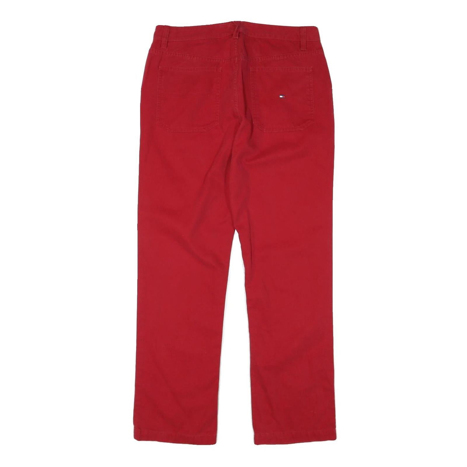 TOMMY HILFIGER Womens Cotton Blend Red Regular Fit Straight Trousers W31 L30