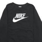 NIKE Womens Black Cotton Blend Crew Neck XL Logo Print Sweatshirt Pullover