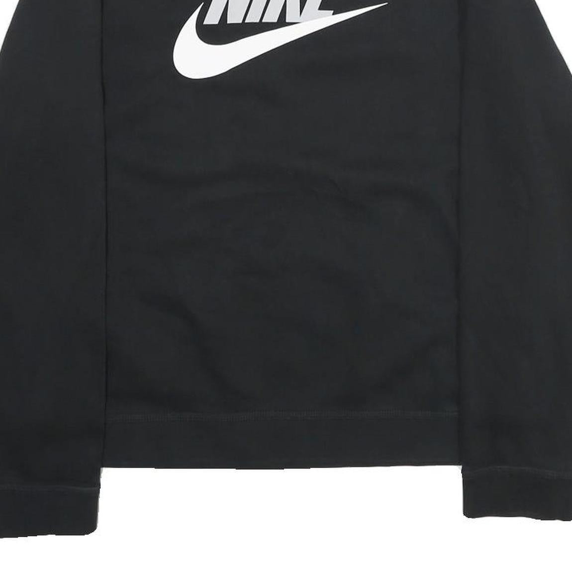 NIKE Womens Black Cotton Blend Crew Neck XL Logo Print Sweatshirt Pullover