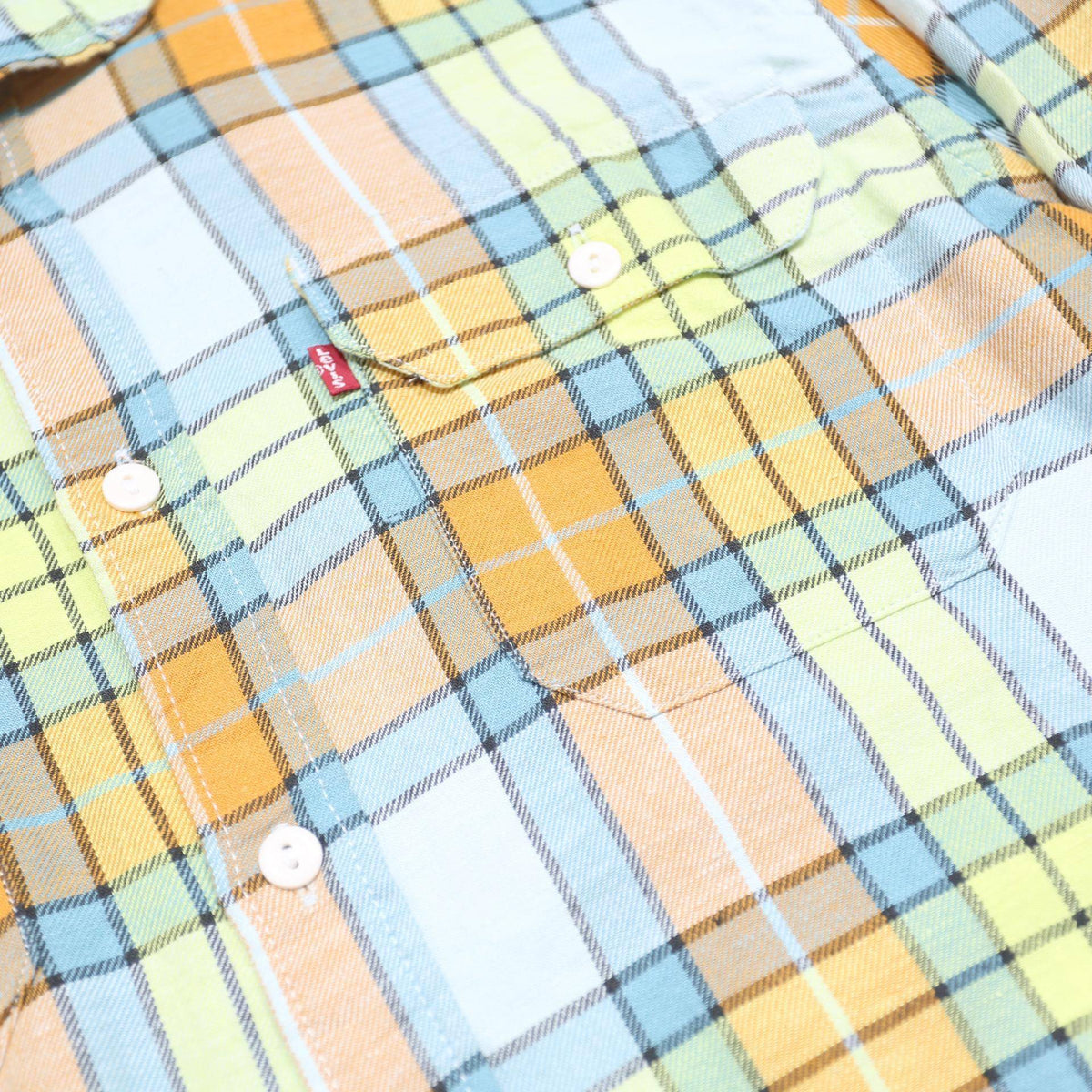 LEVI'S Mens Blue & Orange Check Shirt M Cotton Blend Casual Stylish