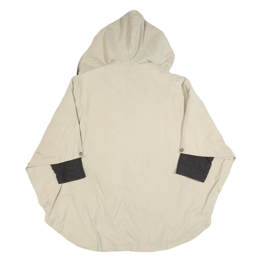 GOLDIX Womens Beige & Black Hooded Button Cotton Blend Jacket XL Casual Stylish