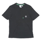 ADIDAS Mens Black Graphic T-Shirt S Short Sleeve Crew Neck Pocket Logo