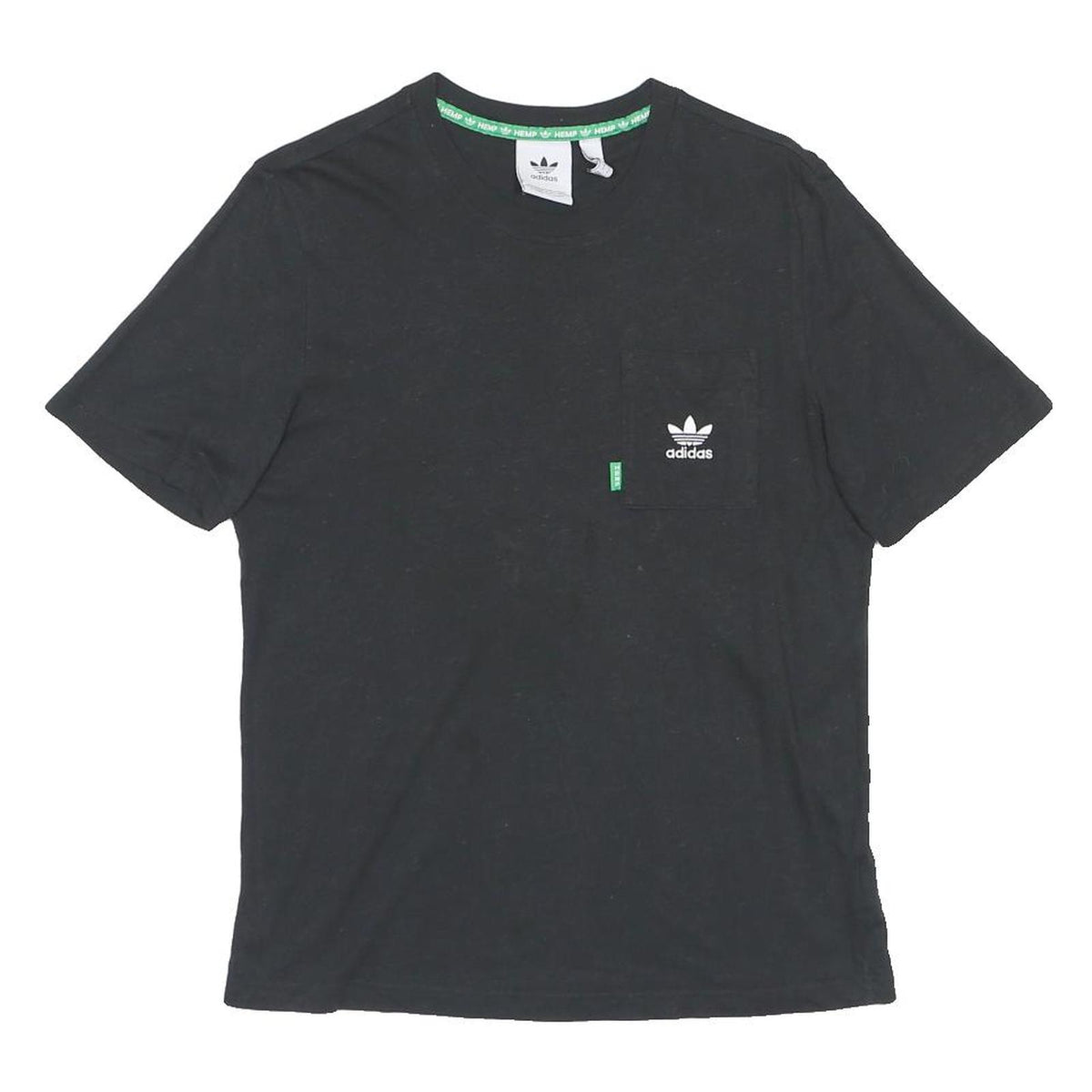 ADIDAS Mens Black Graphic T-Shirt S Short Sleeve Crew Neck Pocket Logo