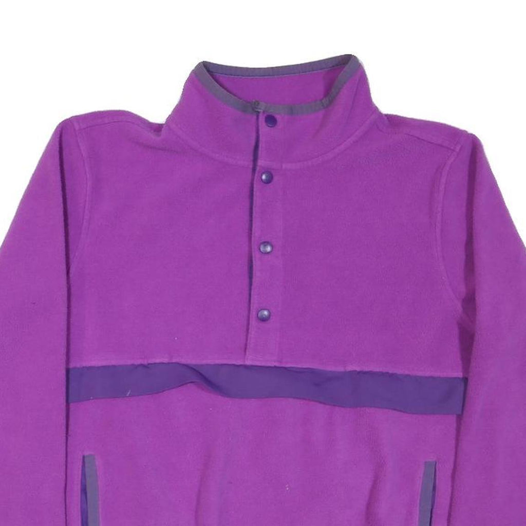 STARTER Womens Purple & Dark Purple Sweatshirt Collared L Button Up Fleece Pull
